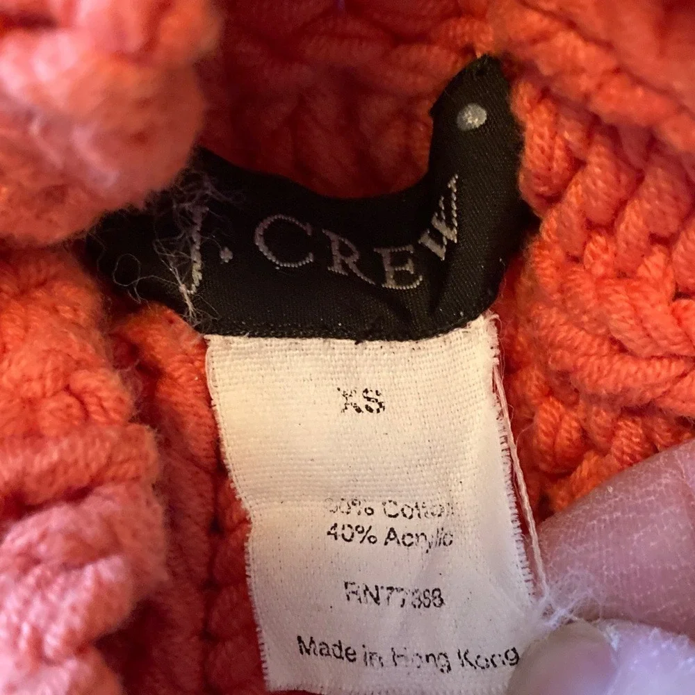 J Crew Women's Orange High Neck‎ Knit Sweater Size XS Long Sleeve Fitted